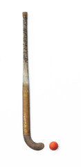 old field hockey stick isolated on white background