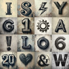 Graffiti style mono color Lettering Typeface. AI generated illustration