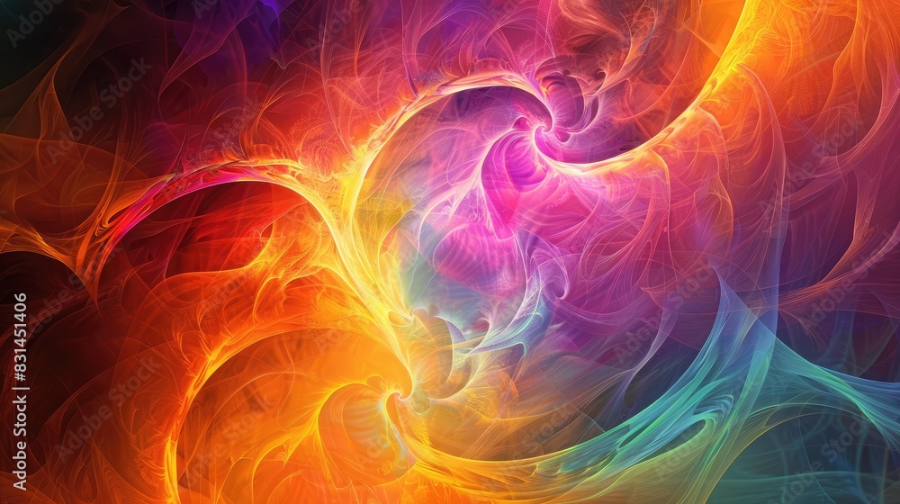 Poster fractal shapes and vivid colors create abstract background movement