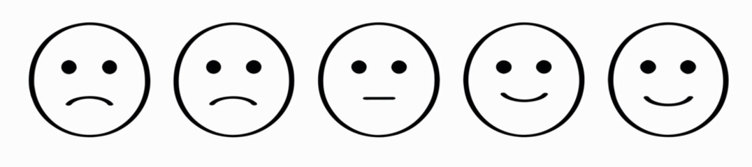 Fototapeta premium A set of funny and sad emoticons, black emoticons, a set of smiling emoticons for a website and application forms