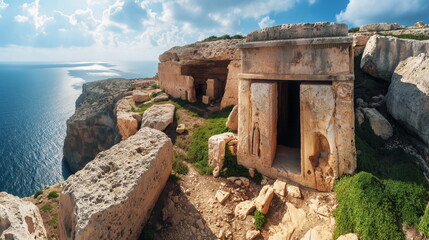 The panorama of Mnajdra and Hajar Qim in Malta off_011