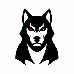 a minimalist Animal logo vector art illustration with an angry Dog icon, featuring a modern stylish shape with an underline, set on a solid white background