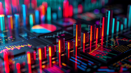 3D charts and graphs collage