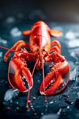Red Lobster on Ice. Generative ai