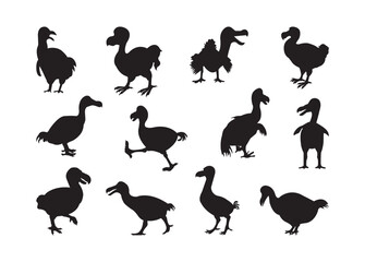 Dodo Bird vector bundle, Dodo Bird clipart, Dodo Bird silhouette.  © Designnft