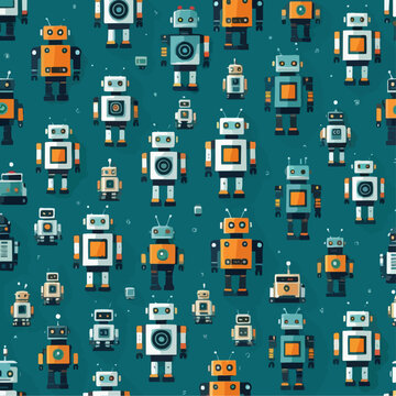 Futuristic robot motifs pattern design