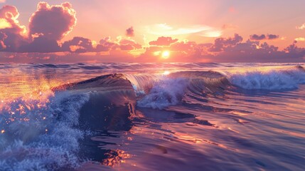 Lovely Morning Sunrise with Stunning Ocean Waves