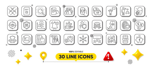 Wallet, Qr code and Star line icons pack. 3d design elements. Organic product, Divider document, Best chef web icon. Voicemail, 3d app, Search map pictogram. Meeting, Money currency, Like. Vector