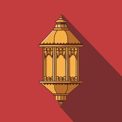 Islamic traditional lantern. Eid mubarak holiday illumination items.