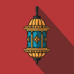 Islamic traditional lantern. Eid mubarak holiday illumination items.