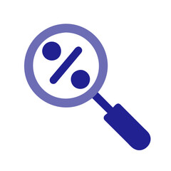 Magnifying Glass with Percentage Symbol - Blue Icon for Financial Analysis and Data Review