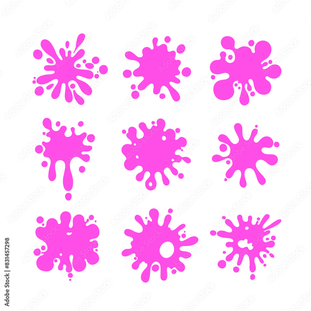 Aufkleber liquid shapes, frames with uneven wavy edge set, collection. paint or bubble gum stains, rounded blo