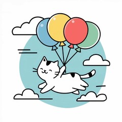 Cat with Balloons