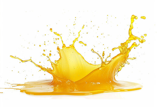 Photo of fruit juice , orange splash on white background