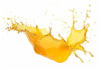 Photo of fruit juice , orange splash on white background