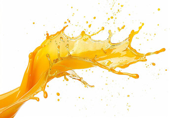 Photo of fruit juice , orange splash on white background