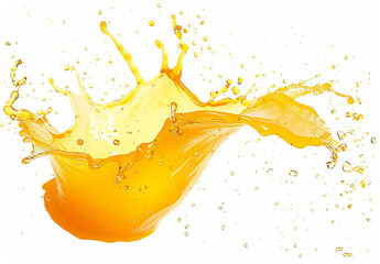 Photo of fruit juice , orange splash on white background
