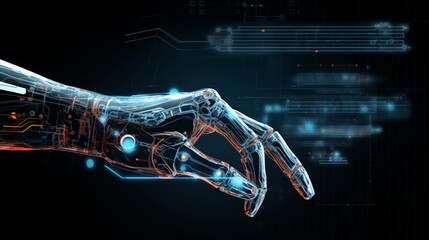 Futuristic AI technology with robotic arm patent illustration