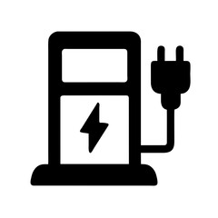 Fototapeta premium Vector illustration of an electric vehicle charging station icon with plug and lightning symbol