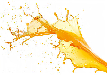 Photo of fruit juice , orange splash on white background