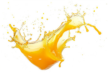 Photo of fruit juice , orange splash on white background