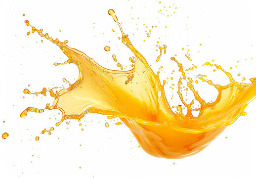 Photo of fruit juice , orange splash on white background