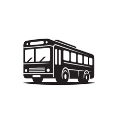 Vector Black and White Minimalist Bus - Clean and Simple Public Transportation Design