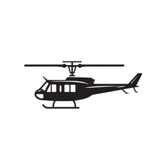 Silhouette of Black Helicopter in Minimalist Vector Design