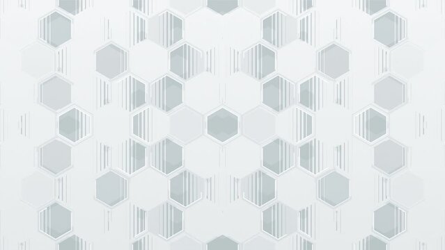 White Hexagons Corporate Background. Geometric Tech Abstract Pattern. Looped video.
