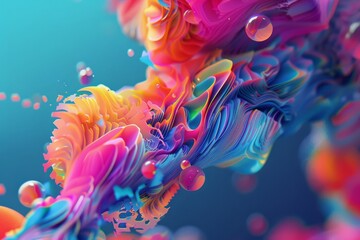 An AI-generated abstract masterpiece featuring a harmonious blend of vibrant geometric shapes and organic forms, creating a mesmerizing visual experience.