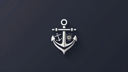 Two white anchors intersecting on a black surface