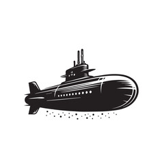 Vintage Monochrome Submarine Vector Illustration