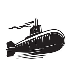 Stylized Submarine: Black and White Minimalistic Vector Art