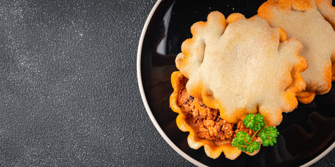 fish pie dish fresh seafood cooking  meal food snack on the table copy space food background rustic top view