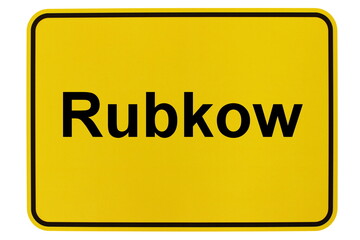 Illustration eines Ortsschildes der Gemeinde Rubkow in Mecklenburg-Vorpommern