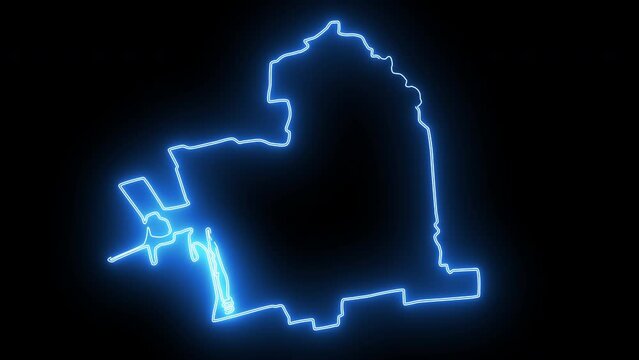map of Berkeley in California with a blue glowing neon effect