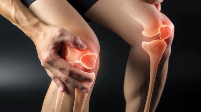 Man massaging inflamed knee to ease persistent pain and restore comfort for inflamed joint