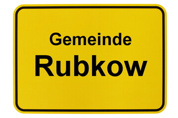 Illustration eines Ortsschildes der Gemeinde Rubkow in Mecklenburg-Vorpommern