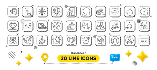 Truck transport, Alarm clock and Squad line icons pack. 3d design elements. Money, Fake news, Ranking stars web icon. Money tax, Block diagram, Loyalty star pictogram. Vector