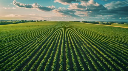 Rows Crops Stretch Into The