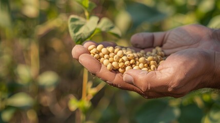 A persons hands are shown holding a bunch of beans.