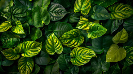 Tropical leaves texture, abstract nature background concept with large green leaf for banner design. Generated AI 