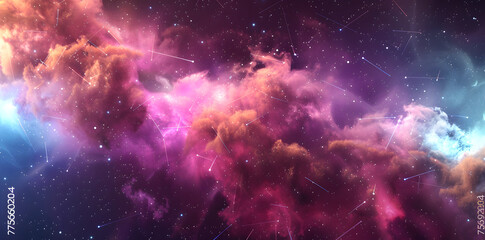 Colorful nebula and space clouds in the universe, fantasy illustration, space background with stars, galaxy and colorful nebulars. High detailed vector art, high resolution. Generated AI.