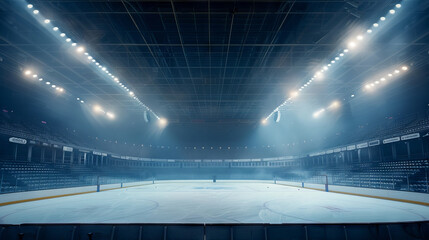 Hockey arena with empty stands graphic