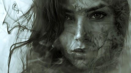 Mystical Woman in Smoke - Surreal Artistic Portrait