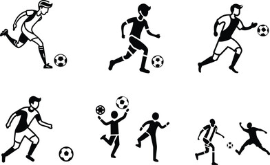 soccer player silhouette illustrations sport person vector illustration soccer football player