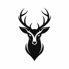 a minimalist deer head logo vector art illustration icon logo featuring a modern stylish shape with an underline set on a solid white background
