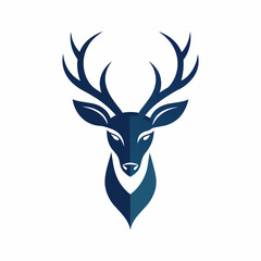 a minimalist deer head logo vector art illustration icon logo featuring a modern stylish shape with an underline set on a solid white background