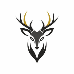 a minimalist deer head logo vector art illustration icon logo featuring a modern stylish shape with an underline set on a solid white background