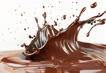Photo of a splash of brown chocolate , cocoa splash , chocolate drink splash background
